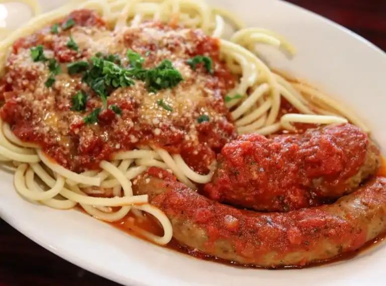 Spaghetti with meatballs and sausage at Europa Italian & Spanish Cuisine
